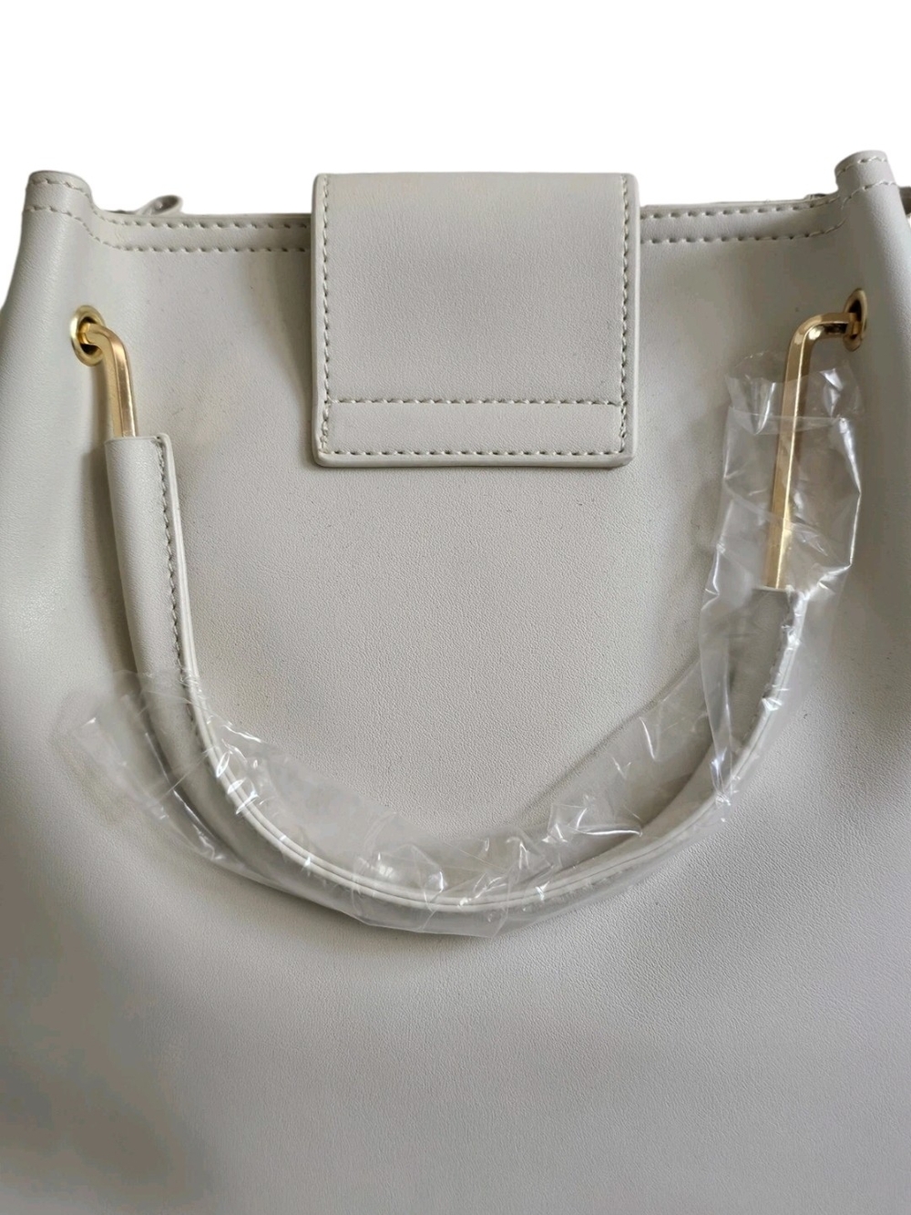 Cream Tote Purse Tassel Yani J'Adore Women 17"X14" Soft Faux Leather Gold Accent - Picture 7 of 16